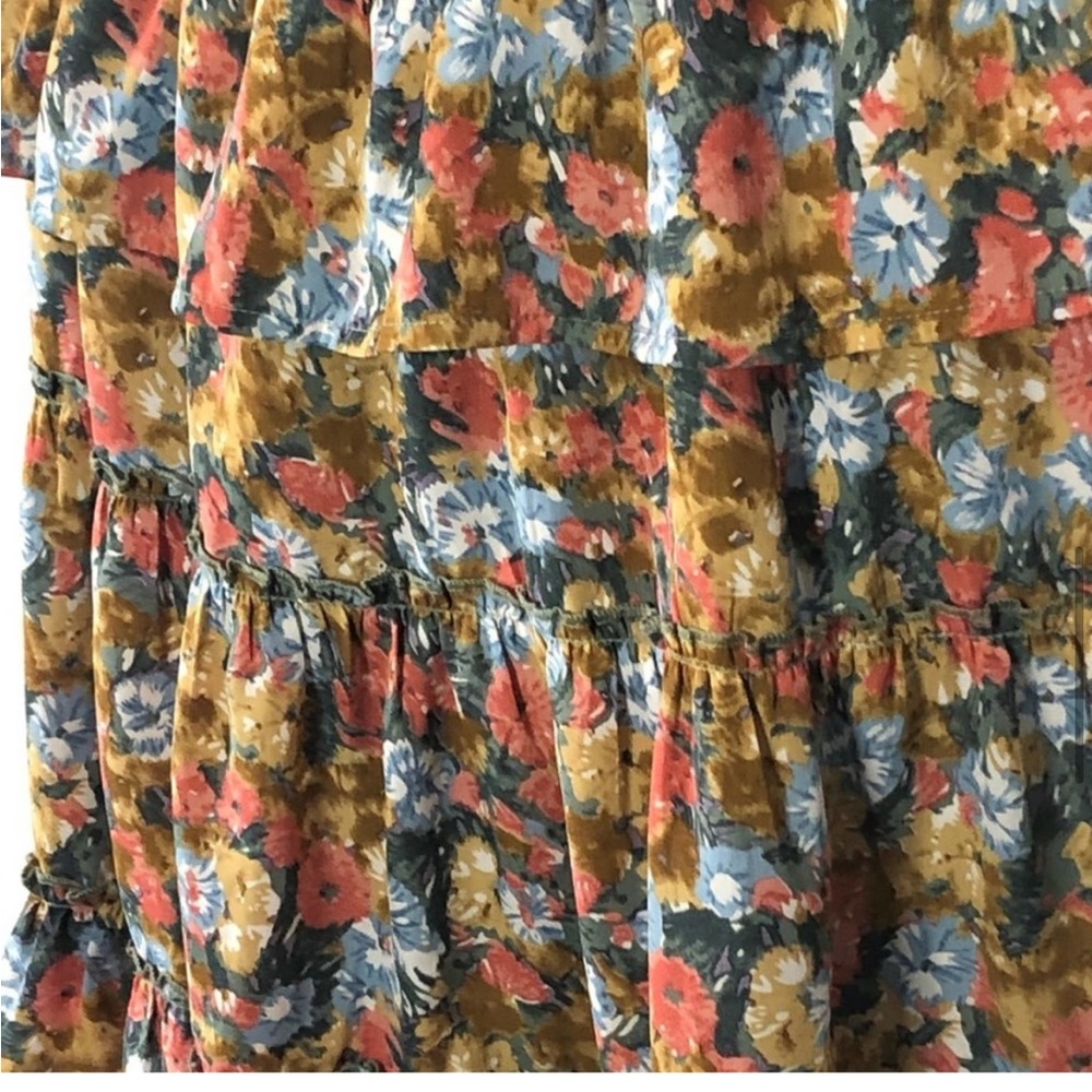 Anthropologie Entro Boho Floral Print Tiered Mini Dress size Large - Picture 8 of 12